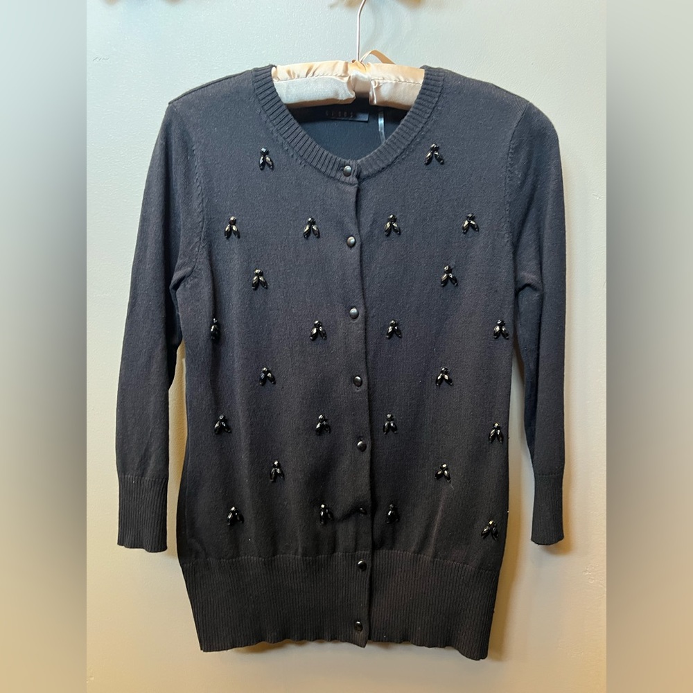 Cyrus Women’s Black Cardigan Sweater Size Small with Embellishments